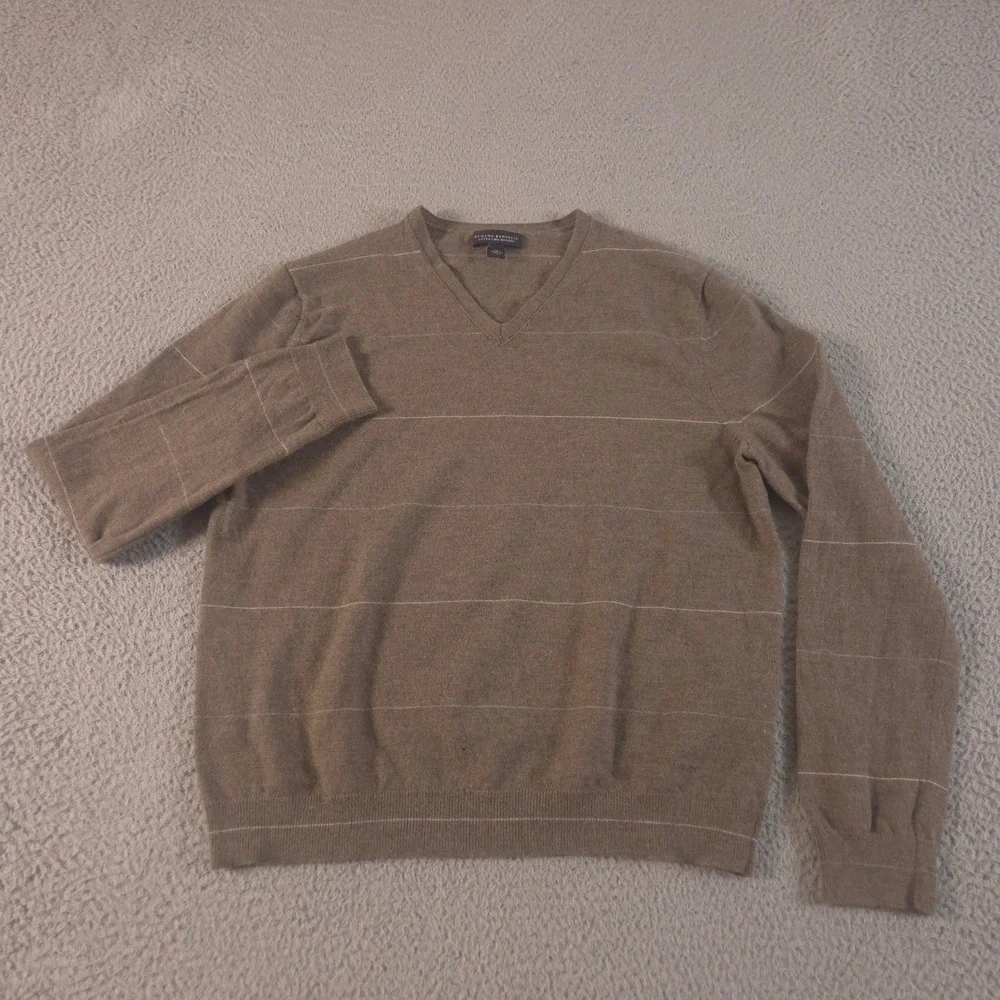 VINTAGE Banana Republic Sweater Mens Large Extra Fine Merino Striped V-Neck Y2K